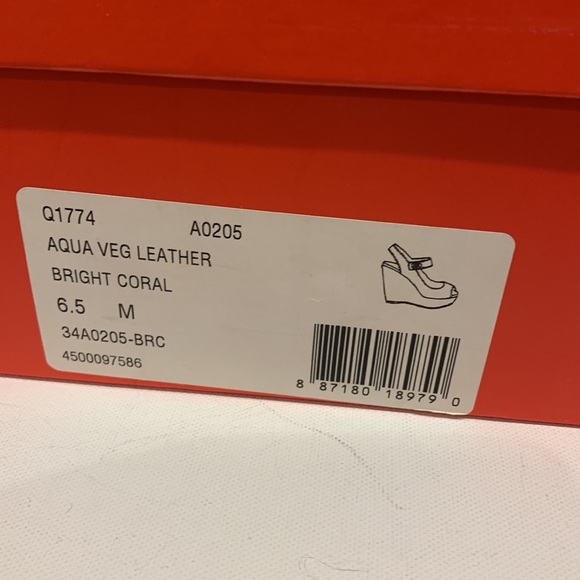 NWB - NEW Coach 🍊 Platform Sandal Wedge Aqua Veg Leather Shoe Tangerine Orange - Picture 9 of 15